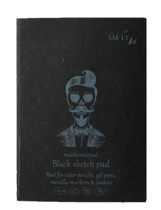 Skizzenblock Authentic schwarzes Papier 170 g/qm, 20 Blatt DinA5