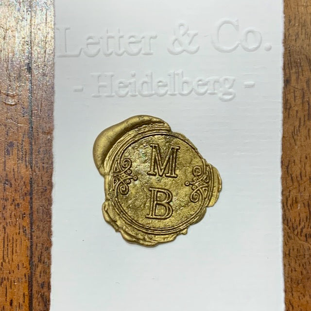 Siegel-Set in edler Holzkiste mit 2 Initialen Siegellöffel & Siegellack