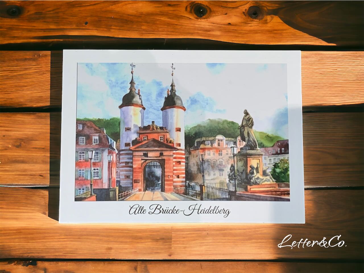 Heidelberger Alte Brücke Postkarte Aquarell von Letter & Co.