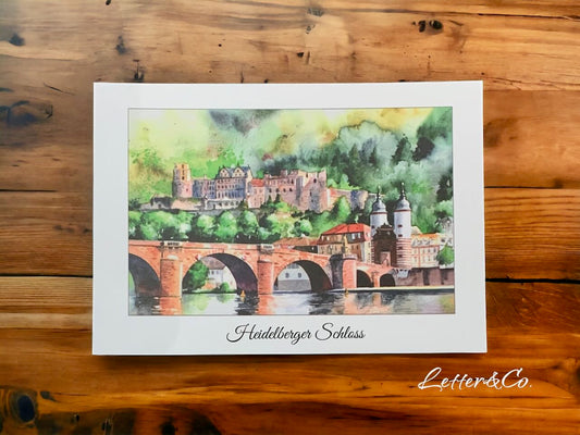 Heidelberger Schloss Postkarte Aquarell Letter & Co.