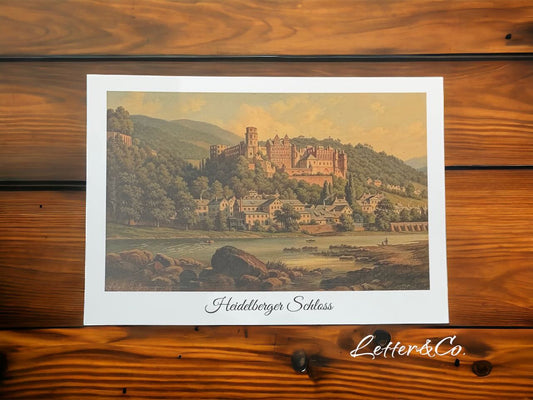 Heidelberg Postkarte Heidelberger Schloss Gemälde von Letter & Co.