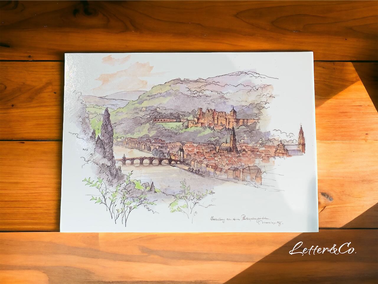 Heidelberg Postkarte Heidelberger Schloss Alte Brücke Neckar von Letter & Co.