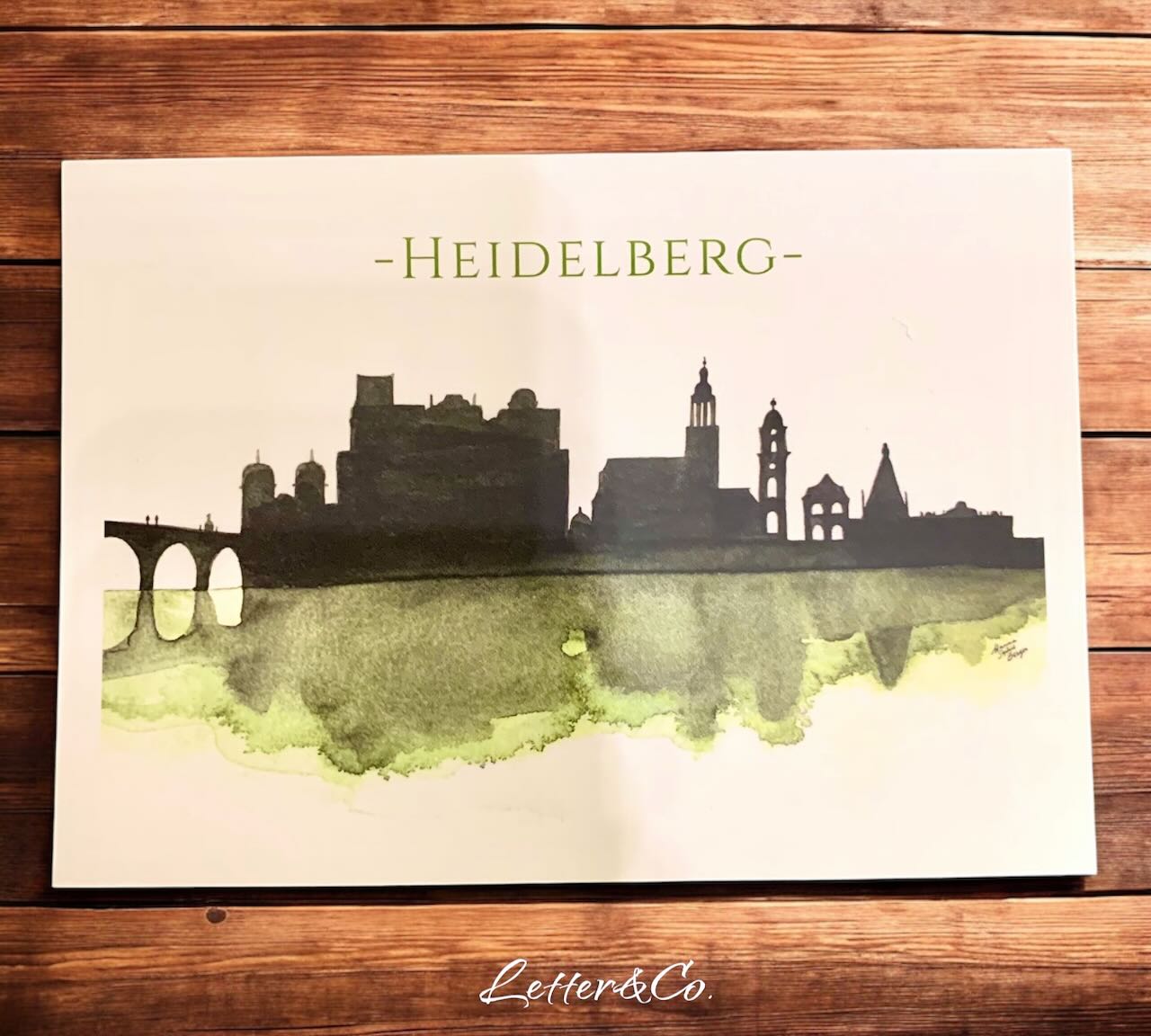 Heidelberger Kunst Postkarte Schloß und Alte Brücke