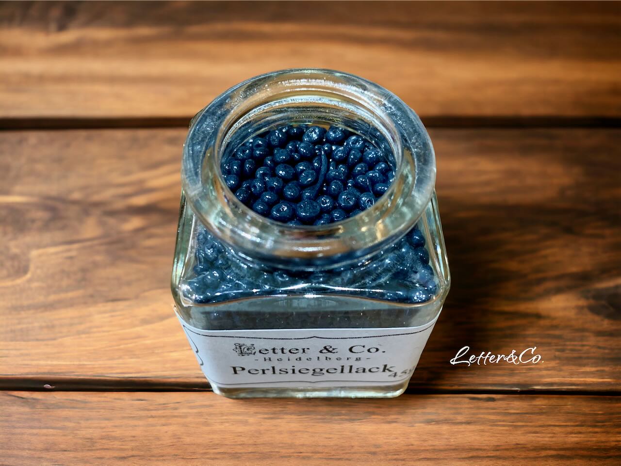 Siegellack Perlen 45g im Glas dunkelblau