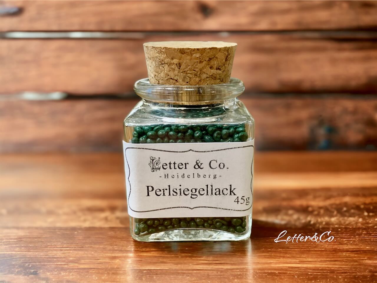 Siegellack Perlen 45g im Glas dunkelgrün