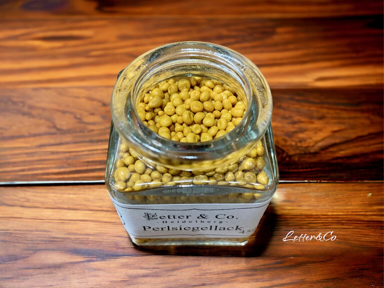 Siegellack Perlen 45g im Glas gelbgold