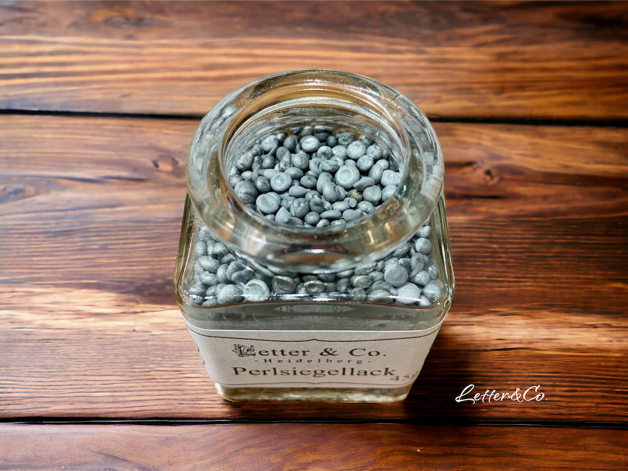 Siegellack Perlen 45g im Glas silber