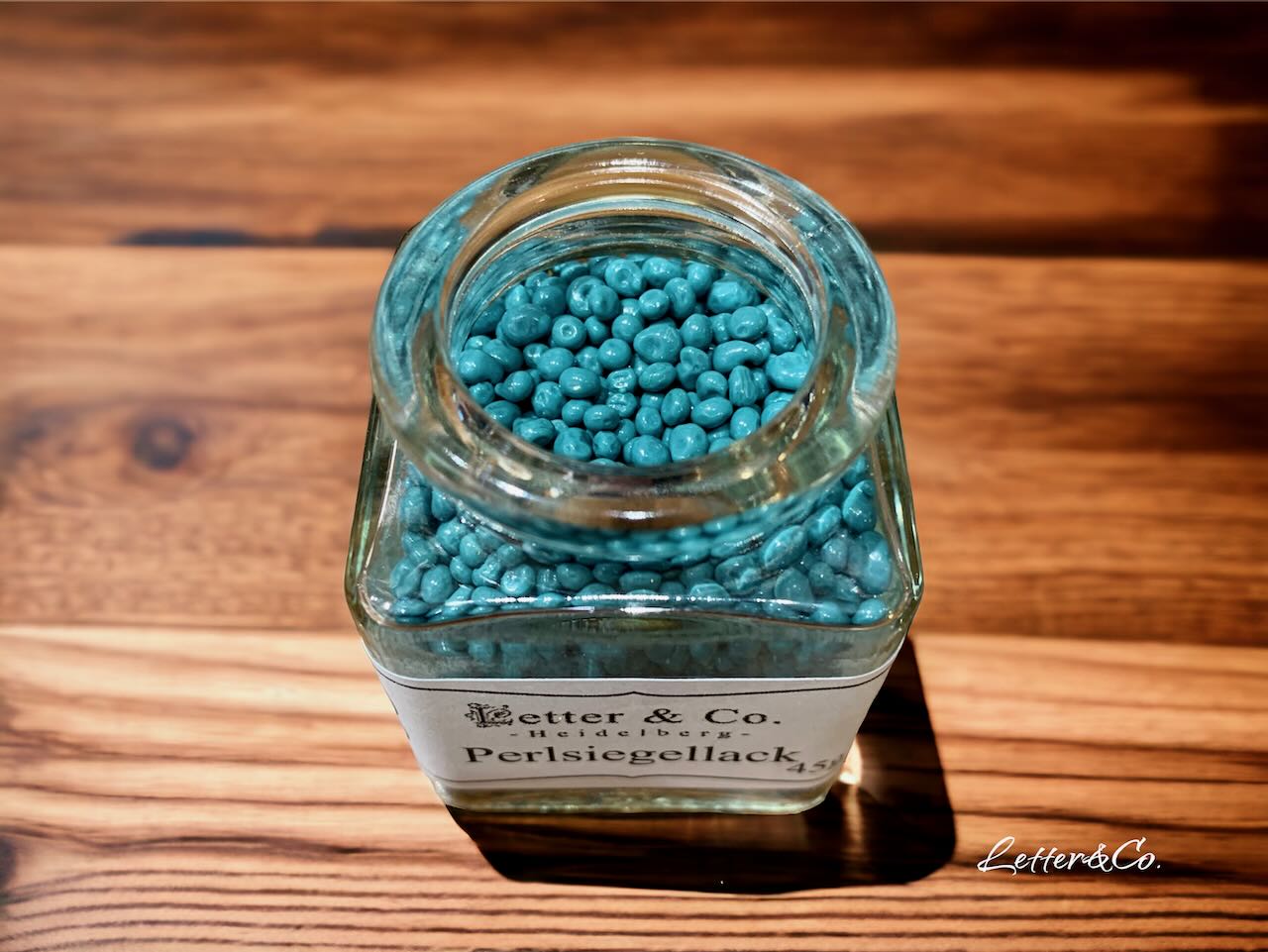 Siegellack Perlen 45g im Glas türkis