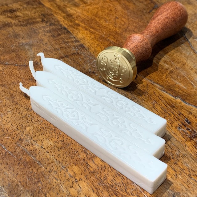 Siegelwachs Barren mit Docht weiß 3er Set