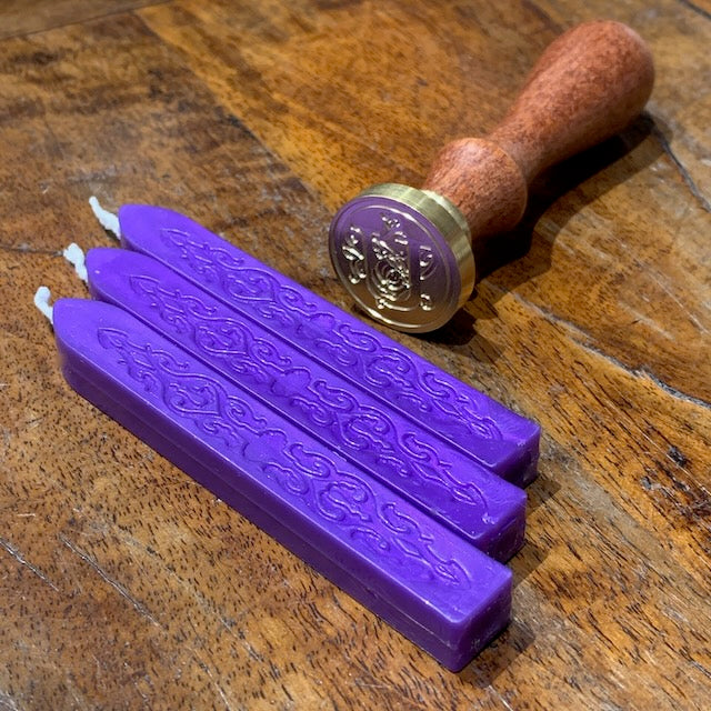 Siegelwachs Barren mit Docht lila 3er Set