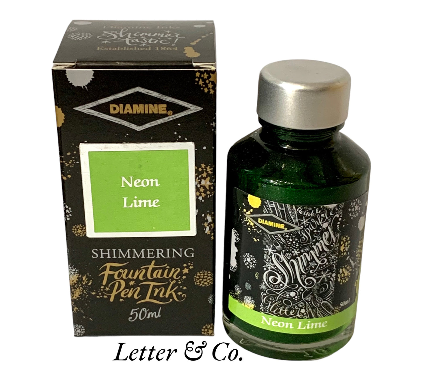 Diamine Neon Lime Shimmer ink 50ml