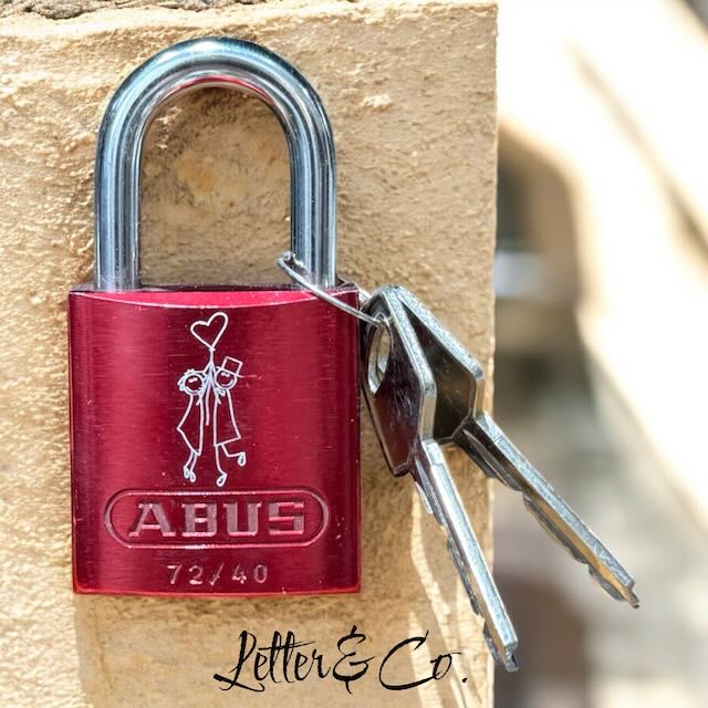 Liebesschloss rot mit Gravur von Abus Design 1