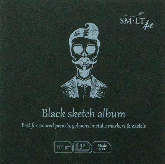 Skizzenblock Authentic schwarzes Papier 170 g/qm, 32 Blatt - 9 x 9 cm