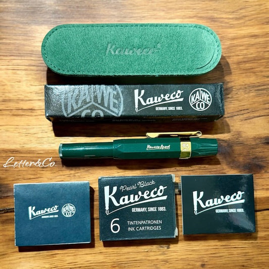 Kaweco Geschenke Set Classic Sport Füller grün mit Lederetui