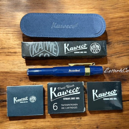 Kaweco Geschenke Set Classic Sport Füller navy blau mit Lederetui