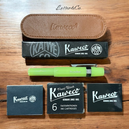 Kaweco Geschenke Set Frosted Sport Füller Fine Lime mit Lederetui